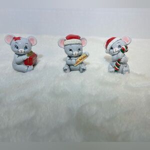80’s Russ Berrie set of 3 Christmas mice figurines
